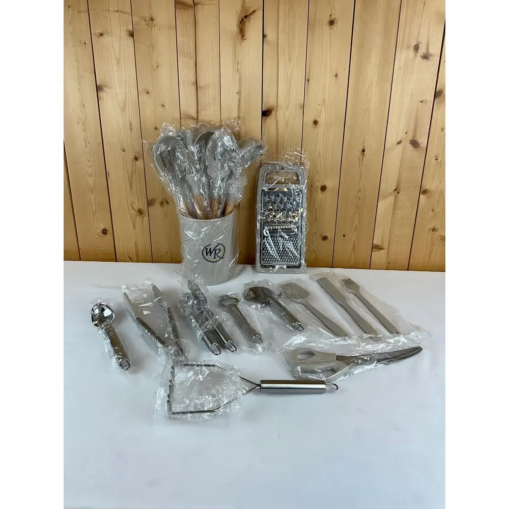 Silicone Kitchen Utensil Set, 21 Pieces, Gray